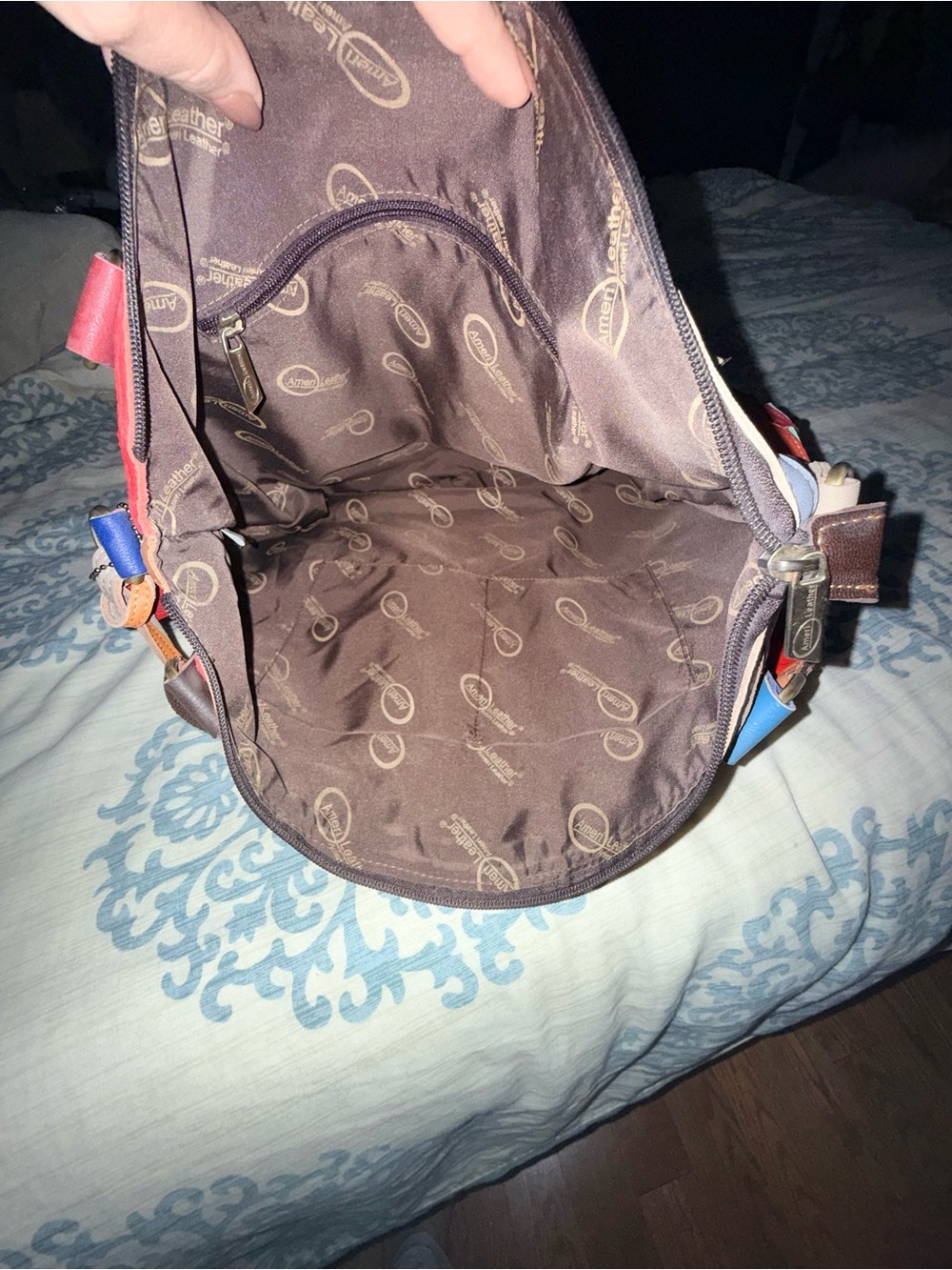 Colorful Hexagon Patchwork Leather Tote - Multicolor - Picture 3 of 4
